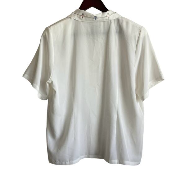 Vintage‎ Bryn Connelly Women Top 12 Ivory Embroider Collar Sheer Romantic Dainty - Picture 3 of 10